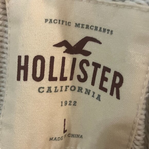 Hollister Beige Crewneck Sweatshirt Men’s Size L Classic Logo - Picture 4 of 7